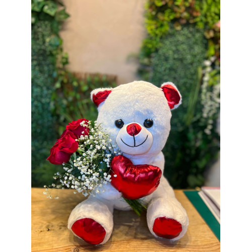 Kırmızı Güllü ve Kalpli Ayıcık