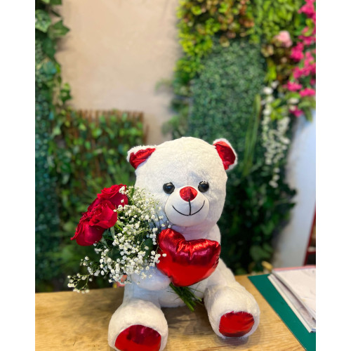 Kırmızı Güllü ve Kalpli Ayıcık