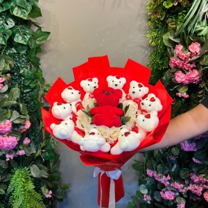 Ayıcık Buketi (Kırmızı / Siyah-Beyaz Seçenek Belirtiniz)