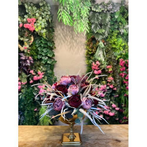 Vazoda Bordo ve Lila Yapay Aranjman