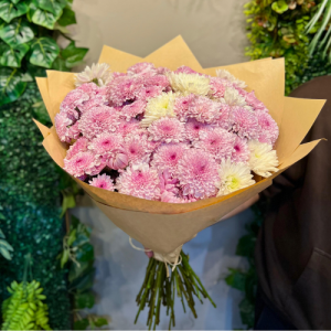 Pembe ve Beyaz Krizantem Buketi